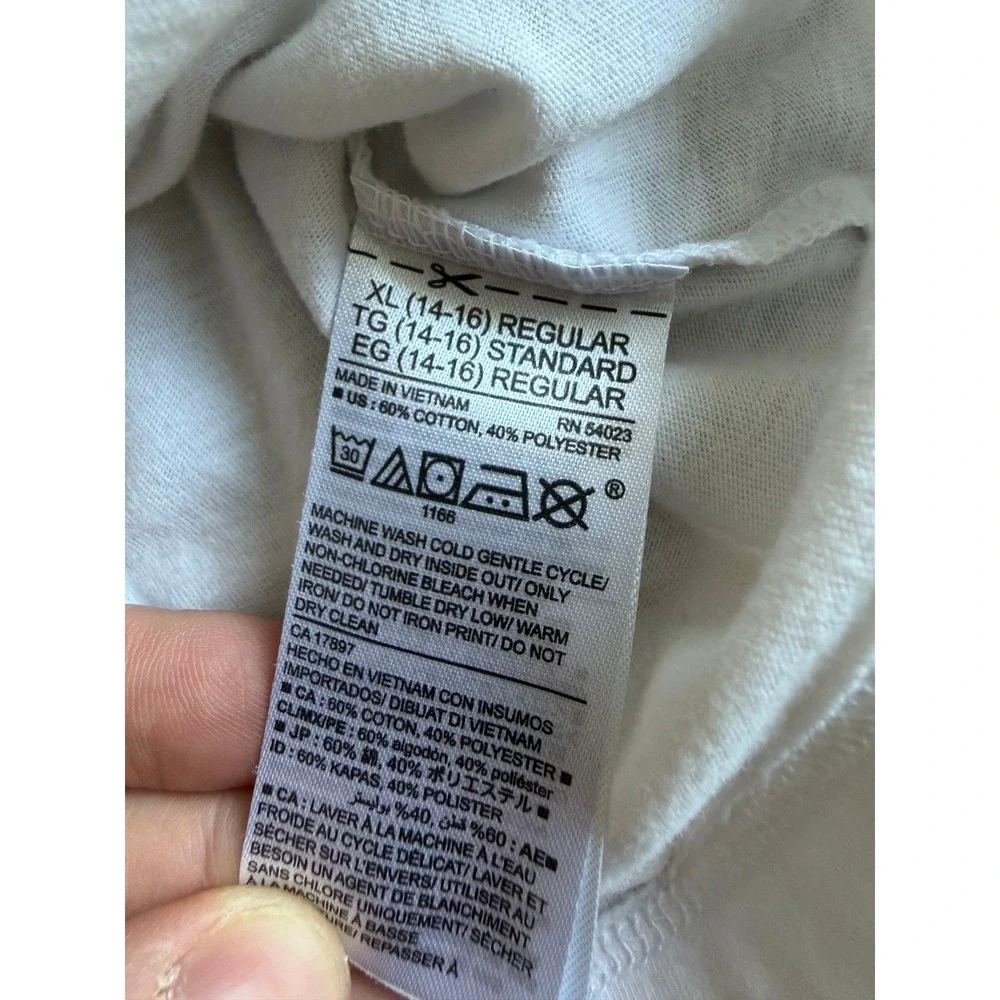 Old Navy Boys XL 14-16 White Long Sleeve T-Shirt Crew Neck Cotton Blend Basic